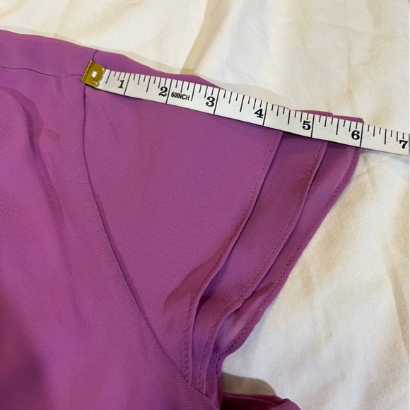 MSK Pintuck Chiffon Flutter Sleeve Midi Dress Purple Pink sz 16 - Picture 10 of 15